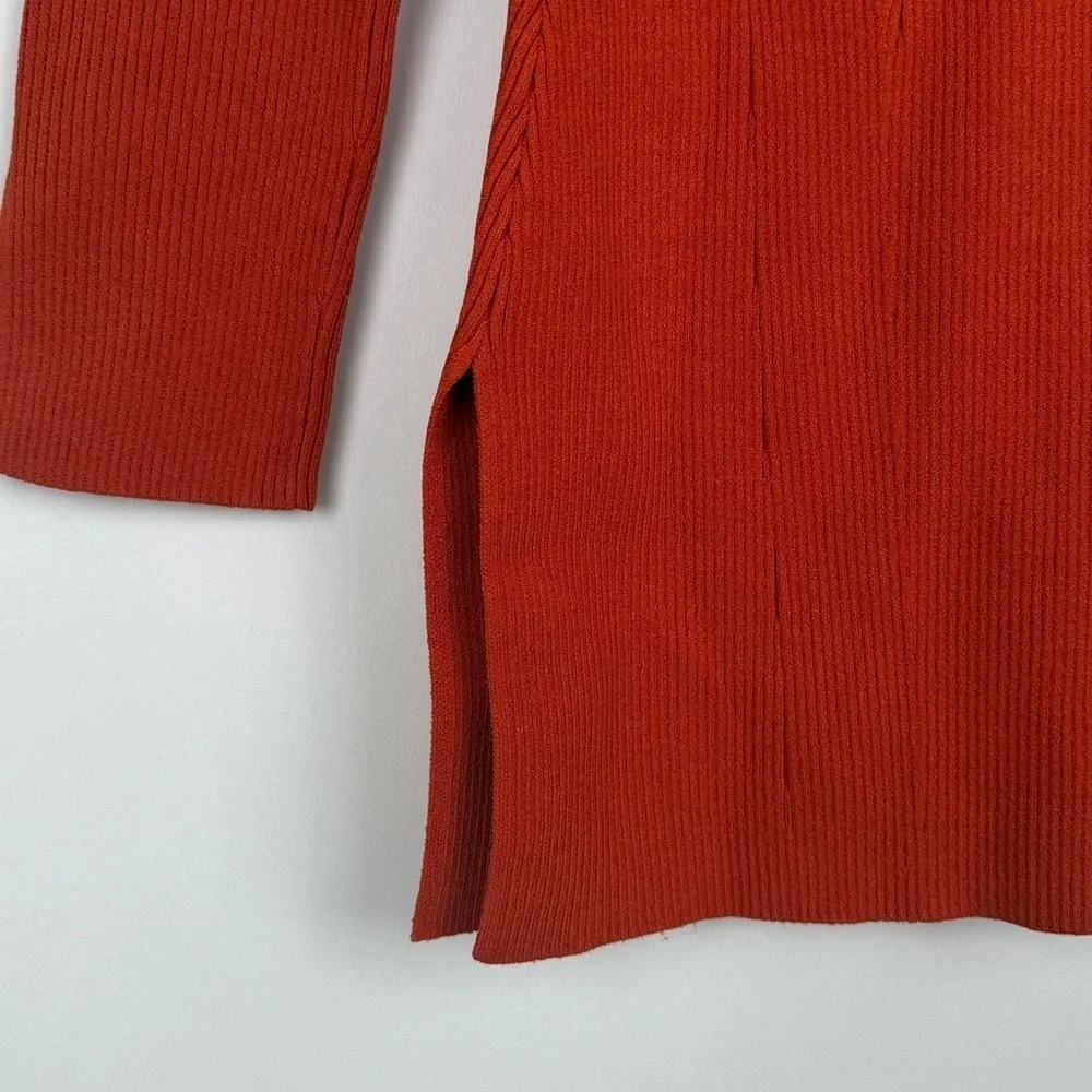 Veronica Beard Derick Off The Shoulder Ribbed Sweater Deep Orange Sz Small NWOT